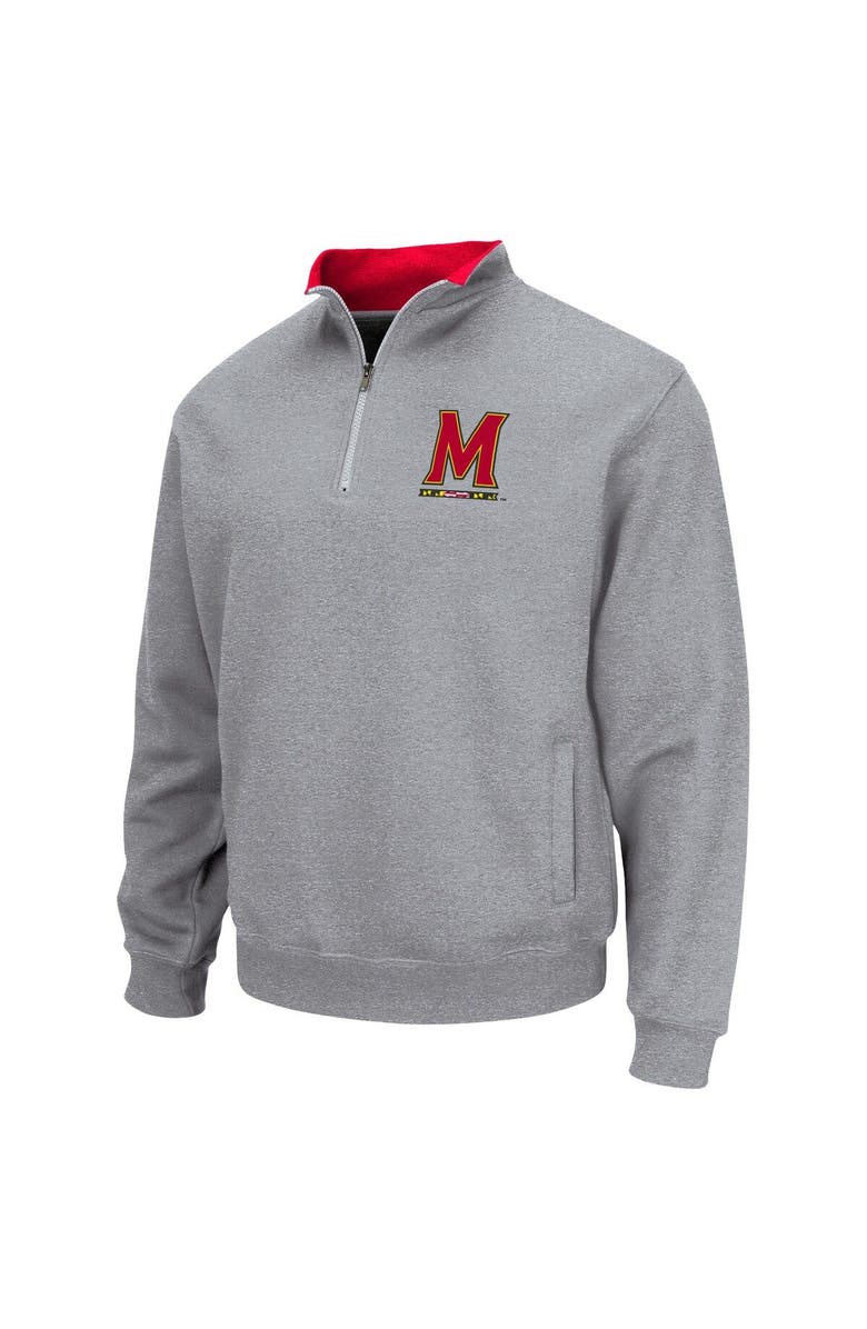 COLOSSEUM Men's Colosseum Heathered Gray Maryland Terrapins Tortugas Team Logo Quarter-Zip Jacket, Alternate, color, 