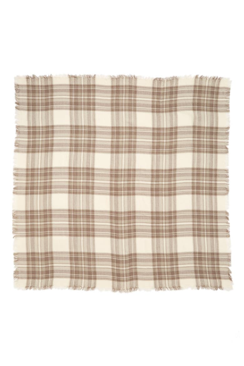 Plaid Square Scarf, Alternate, color, GREY MULTI