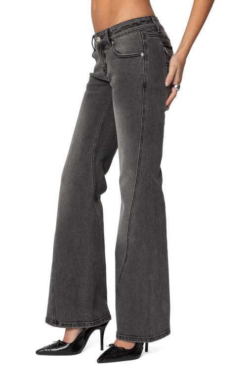 Edikted Colton Boot Cut Low Rise Jeans In Black Wash In Black-washed