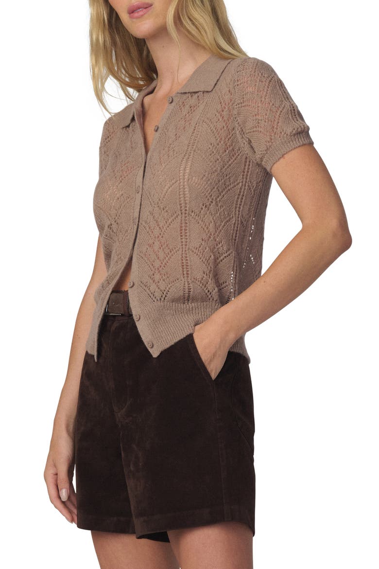The Davey Open Stitch Short Sleeve Cardigan, Alternate, color, MINK