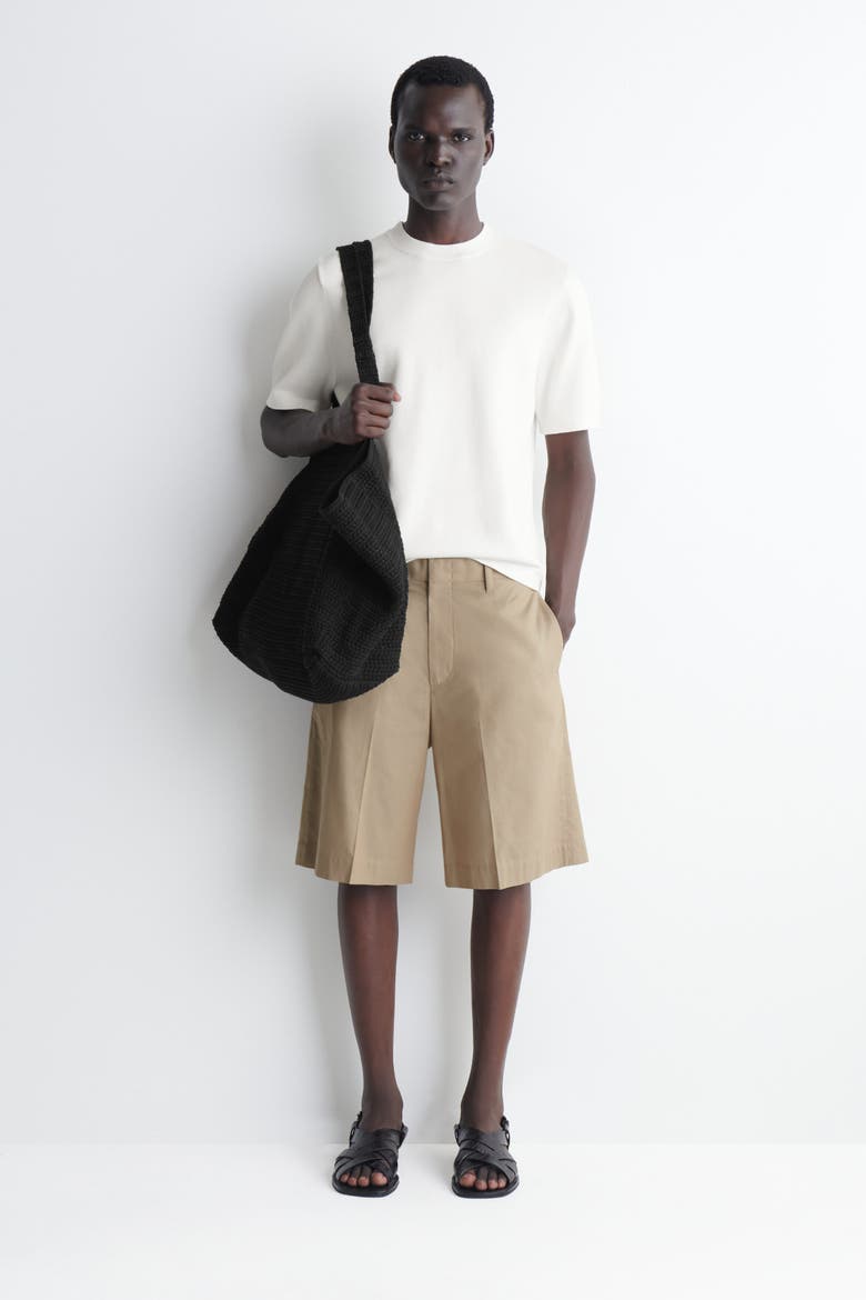 Knitted Cotton T-shirt, Alternate, color, OFF-WHITE