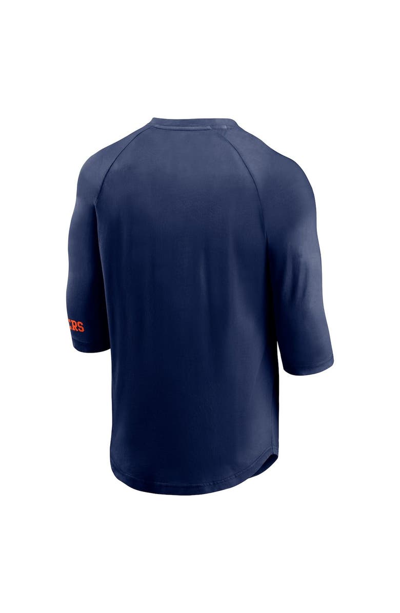 FANATICS Men's Fanatics Branded Navy Detroit Tigers Sport Resort Weathered Henley Washed Raglan 3/4-Sleeve T-Shirt, Alternate, color,
