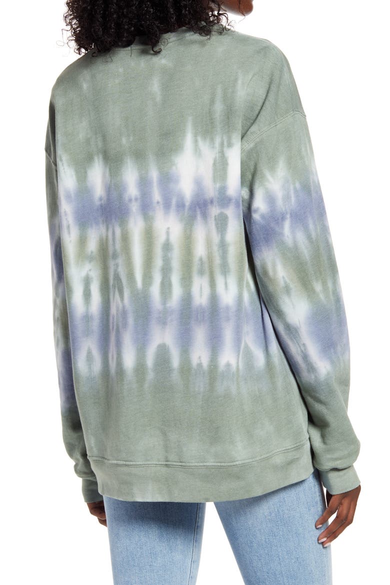 Tie Dye Cotton Blend Sweatshirt, Alternate, color, OLIVE- GREY COMBO