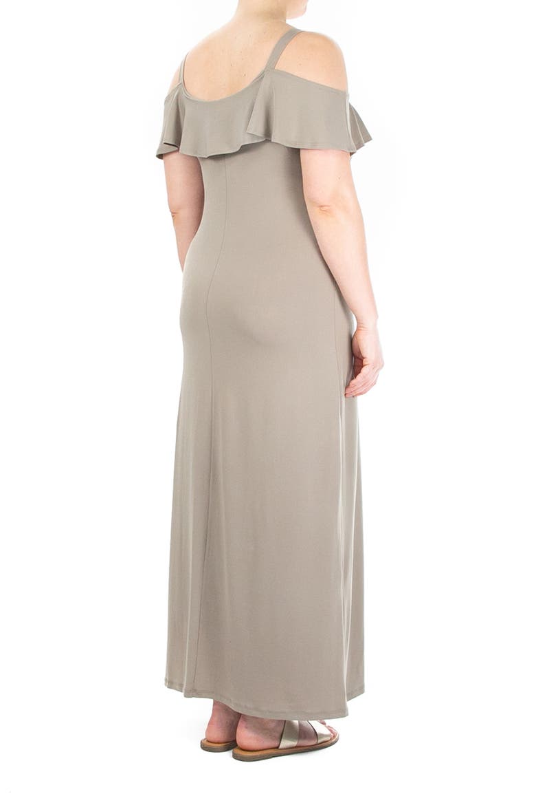 Ruffle Cold Shoulder Maxi Dress, Alternate, color, MINK