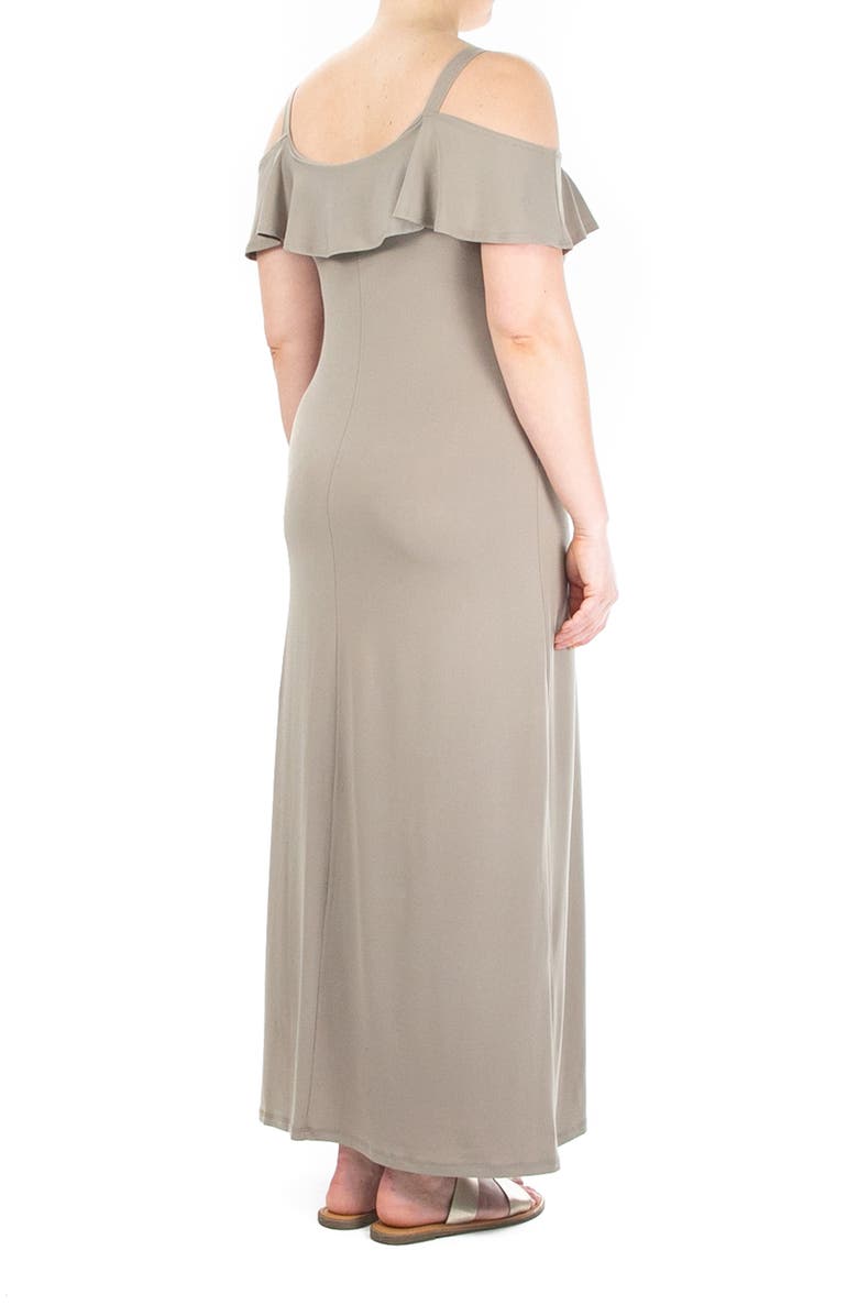 Nina Leonard Ruffle Cold Shoulder Maxi Dress, Alternate, color, 