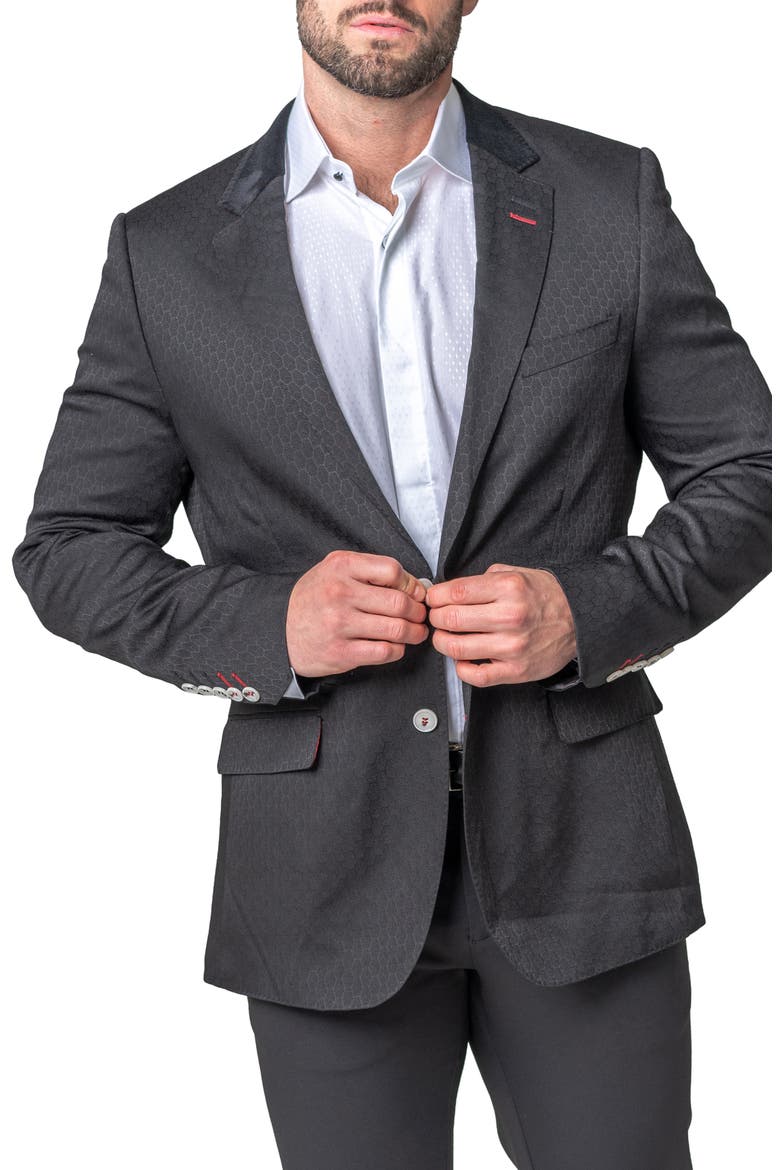 Socrates Black Geometric Sport Coat, Alternate, color, BLACK