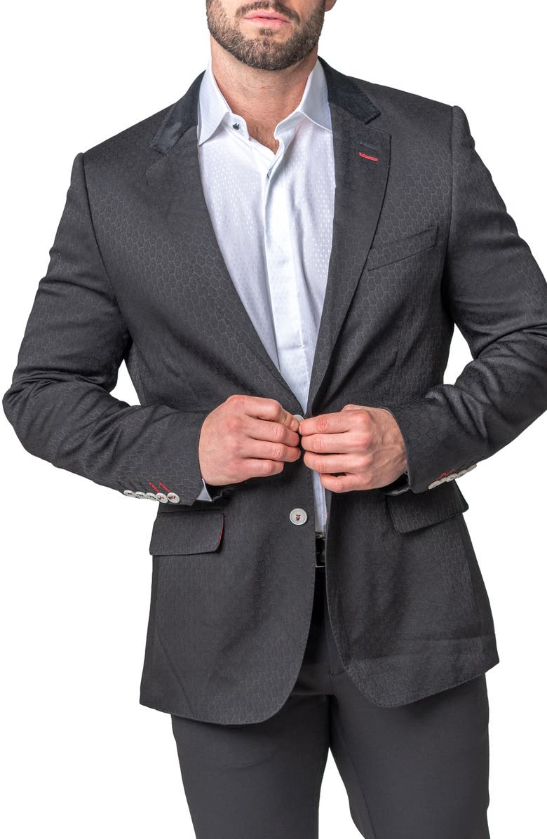 Maceoo Socrates Black Geometric Sport Coat, Alternate, color, Black