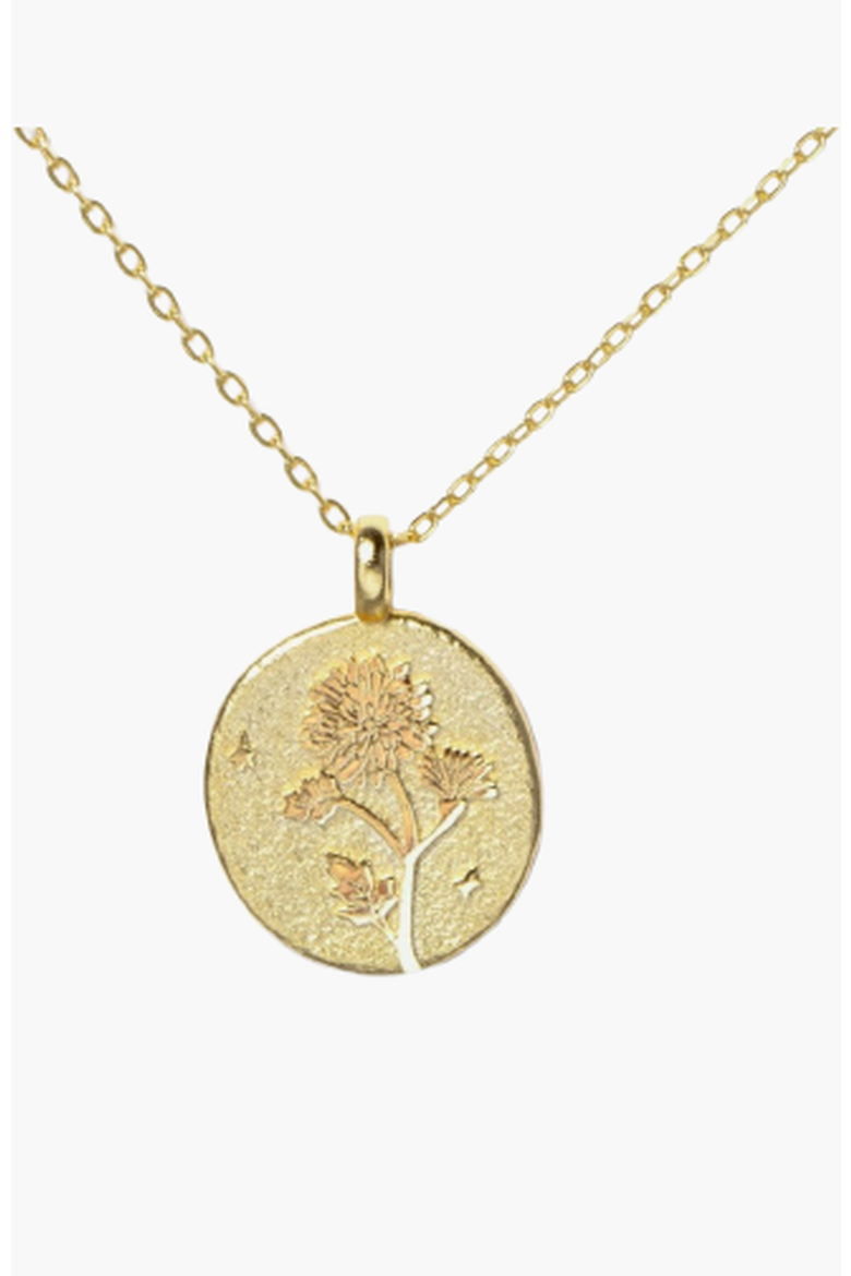 Gold Birth Flower Necklace, Alternate, color, Chrysanthemum / November