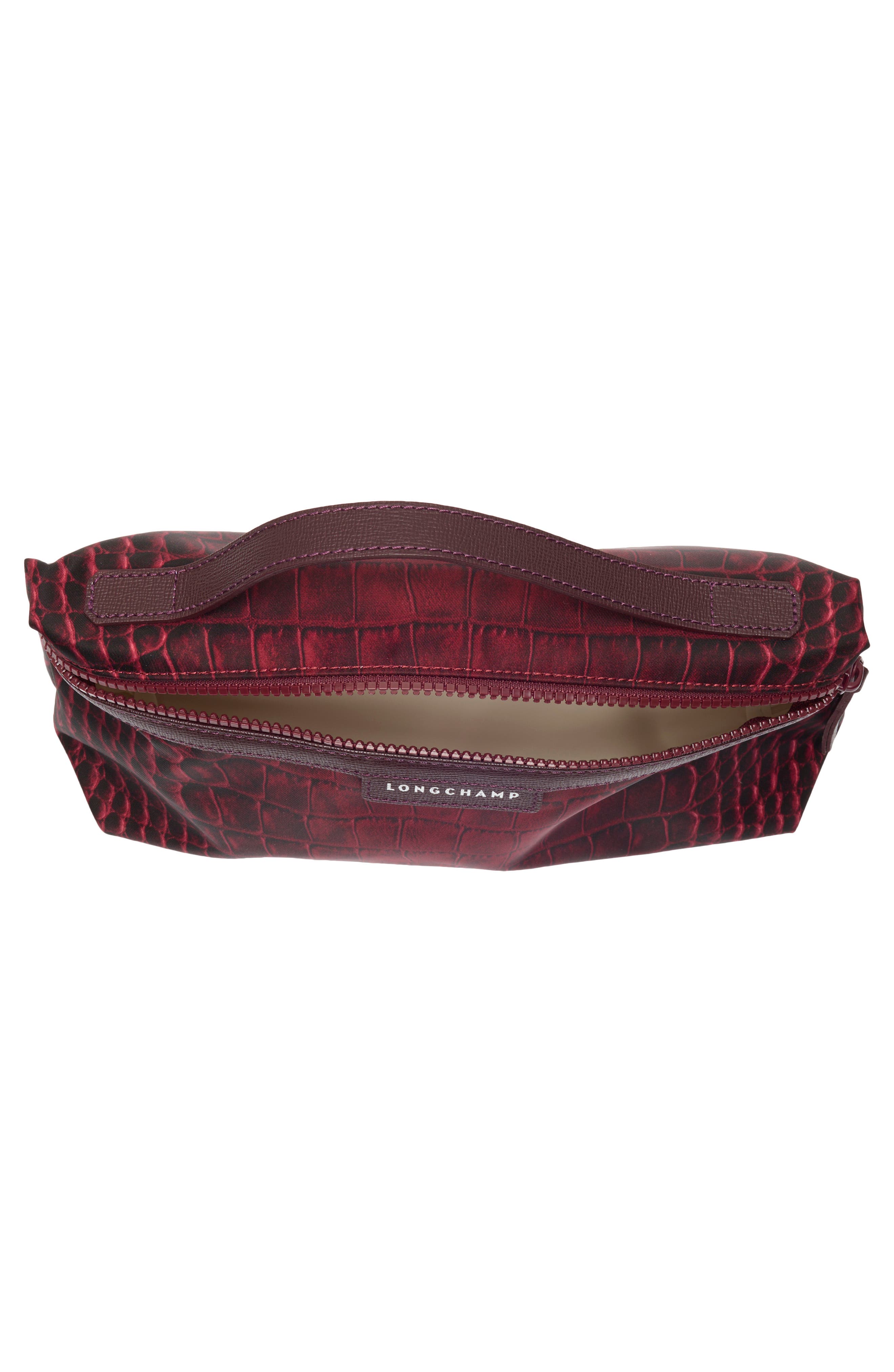 Le Pliage Croco Cosmetic Bag, Alternate, color, GARNET RED