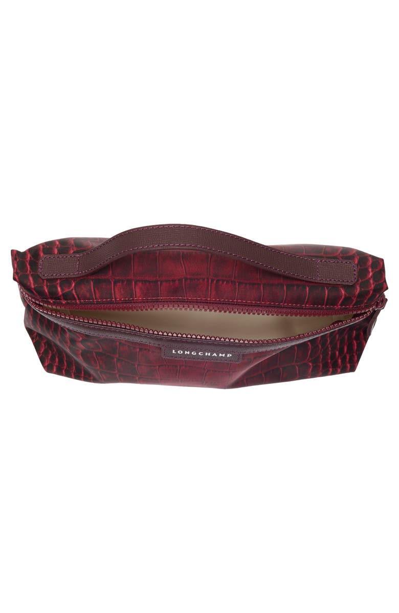 Longchamp Le Pliage Croco Cosmetic Bag, Alternate, color, Garnet Red