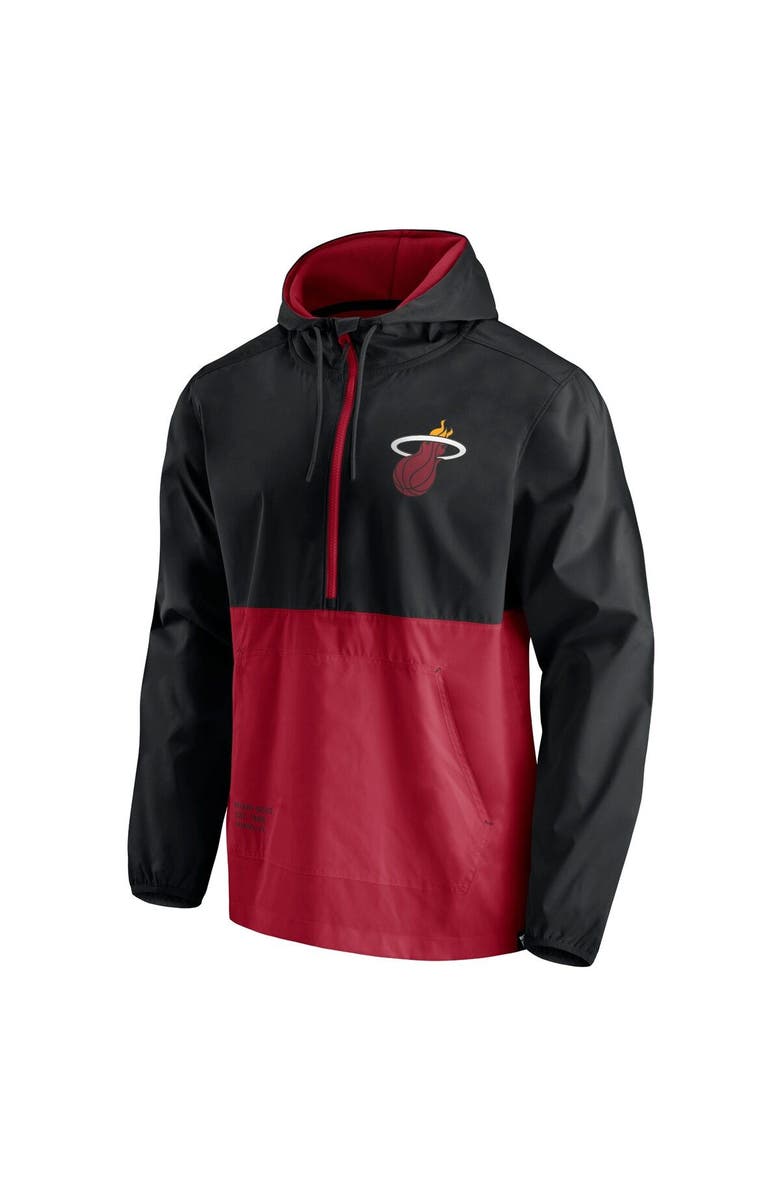 FANATICS Men's Fanatics Branded Black/Red Miami Heat Anorak Block Party Windbreaker Half-Zip Hoodie Jacket, Alternate, color, 