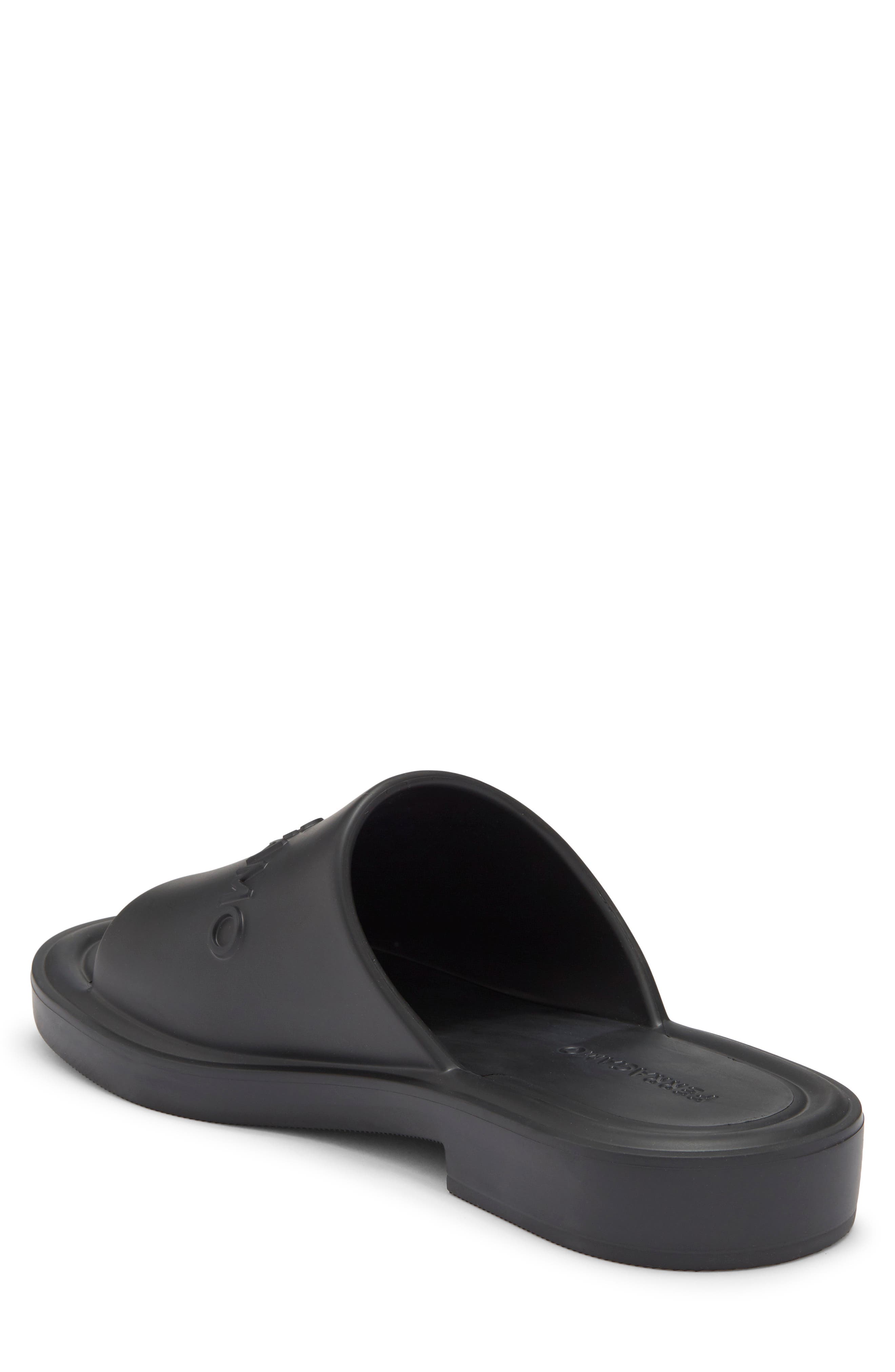 FERRAGAMO Giuneva Logo Embossed Slide Sandal, Alternate, color, Black