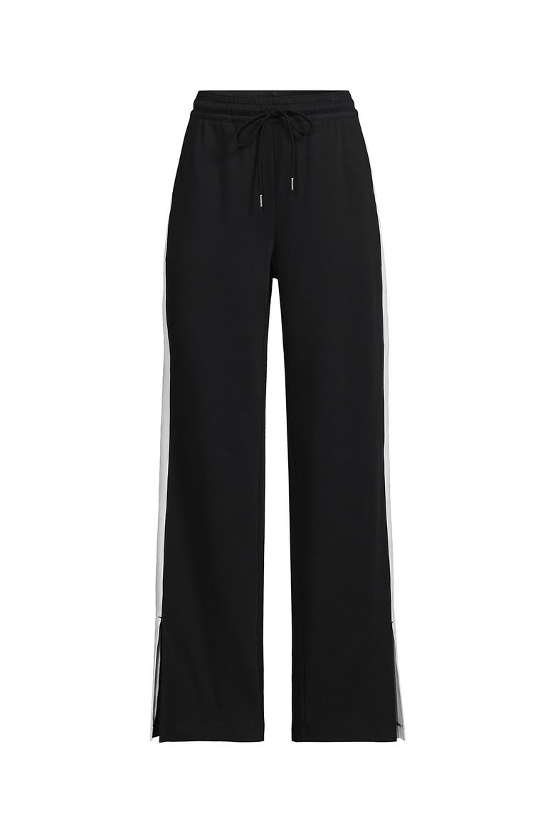 Knit High Rise Relaxed Straight Leg Side Stripe Pants, Alternate, color, Black/White