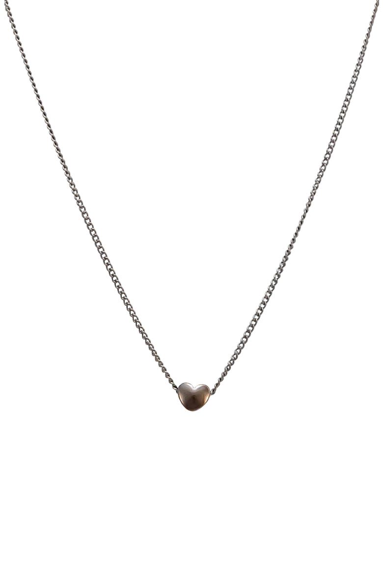 Amara Petite Heart Pendant Necklace Dainty Trendy, Main, color, Dark Grey