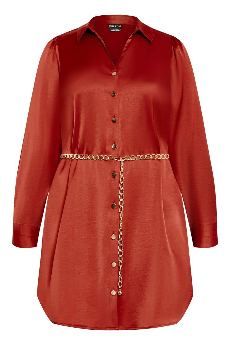 Harmoni Long Sleeve Satin Shirtdress, Alternate, color, CARAMEL