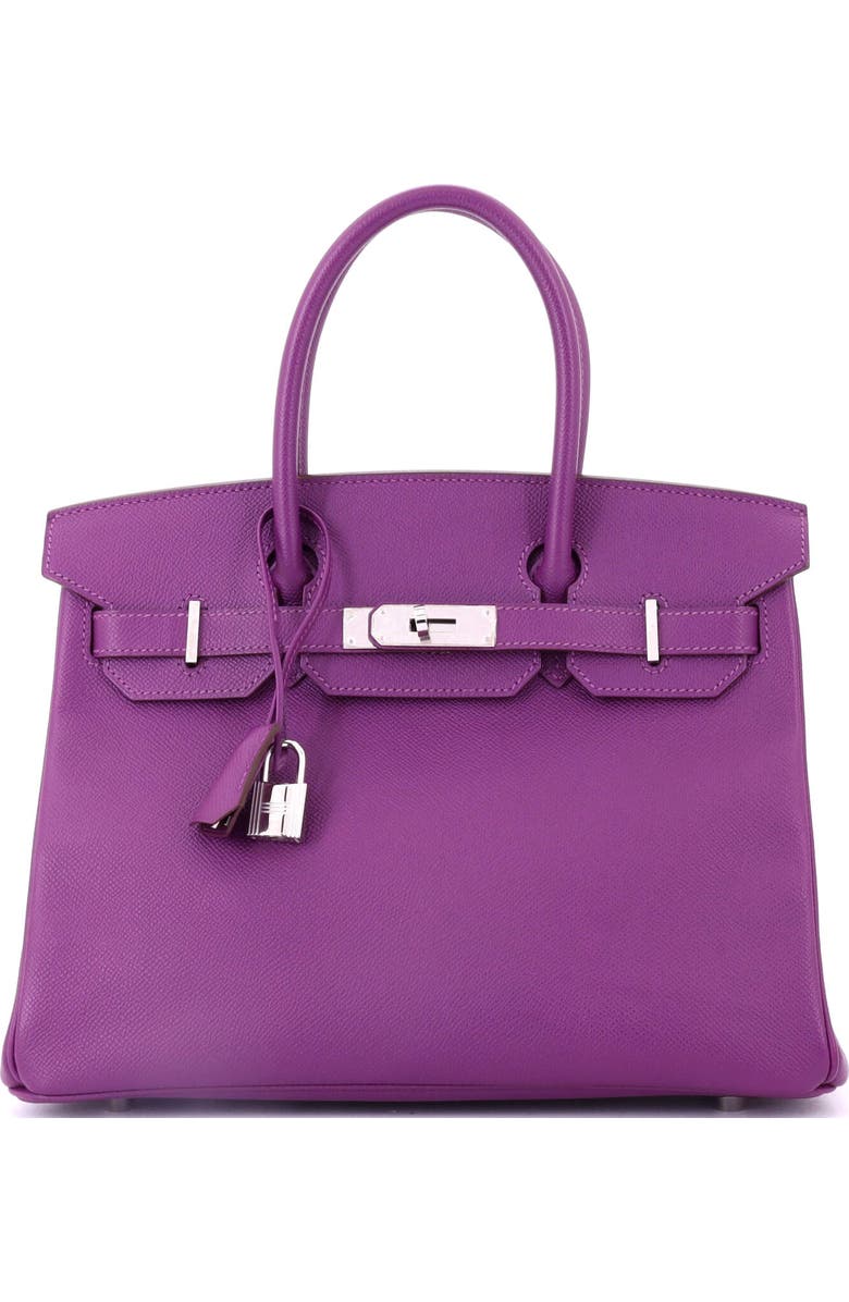 Pre-Owned Hermes Birkin Handbag Purple Epsom with Palladium Hardware 30, Main, color,