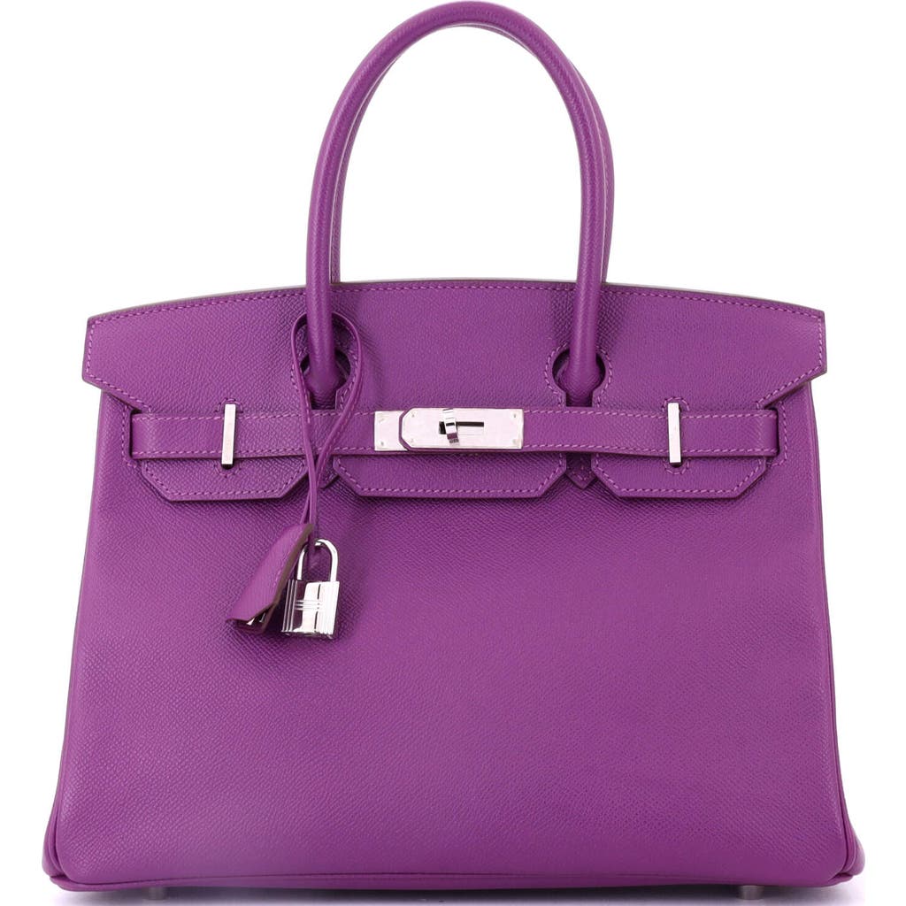 Pre-owned Hermes Hermes Birkin Handbag Purple Epsom With Palladium Hardware 30 In Pink