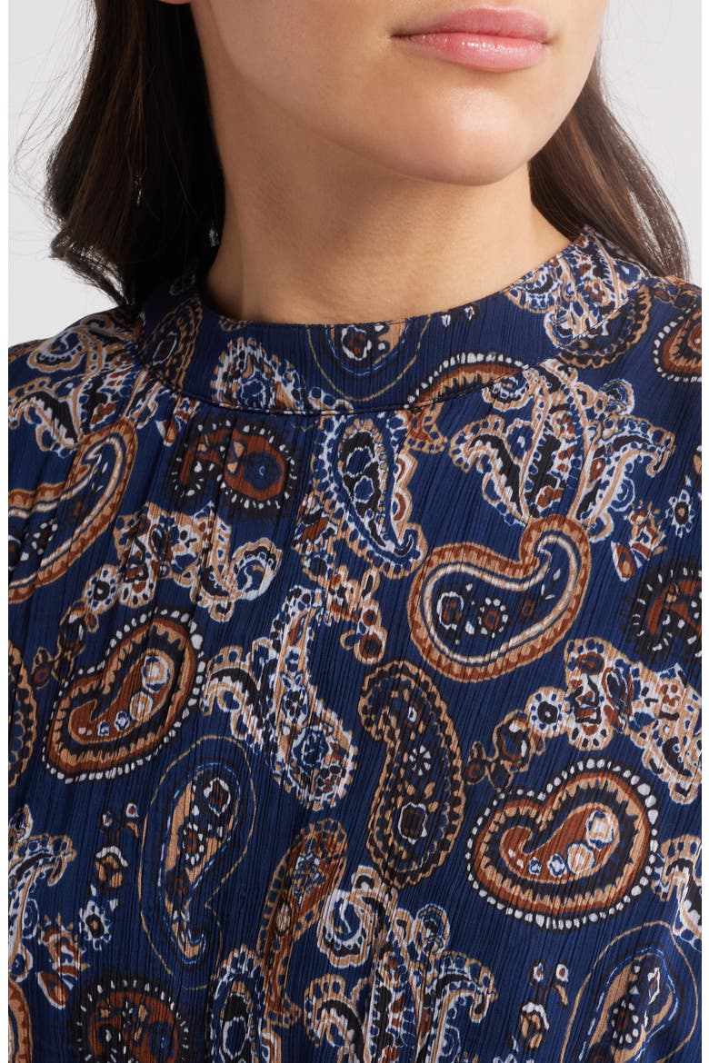 Noreen Print Peplum Top, Alternate, color, NUTMEG PAISLEY NAVY