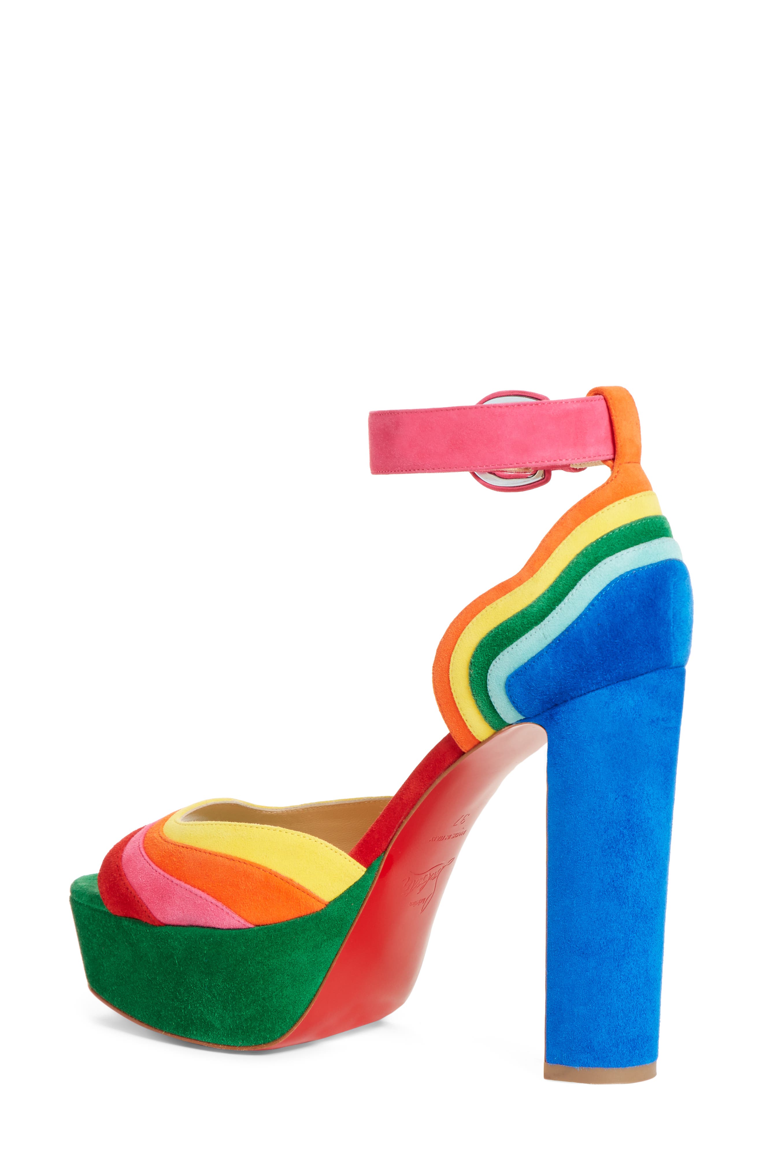 Christian Louboutin Degratissimo Rainbow Platform Sandal, Alternate, color, 