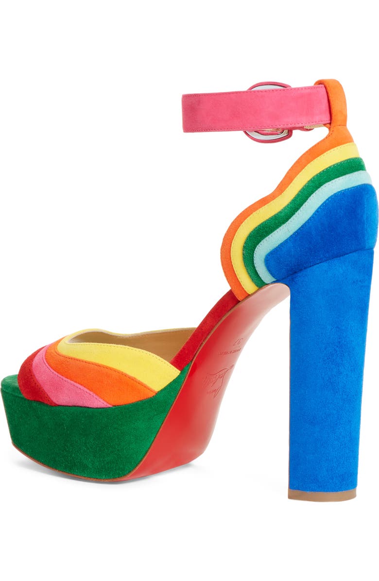 Christian Louboutin Degratissimo Rainbow Platform Sandal, Alternate, color,