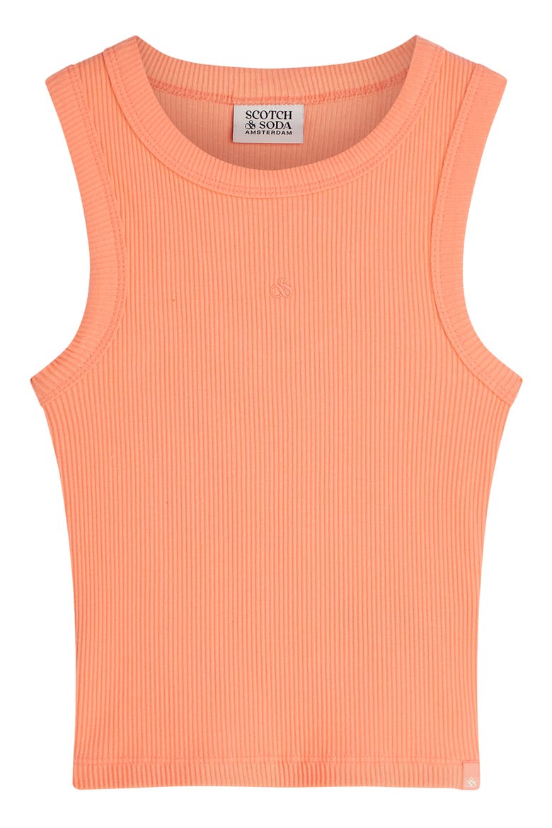 Kids' Slim Cotton Rib Tank, Main, color, PAPAYA PUNCH