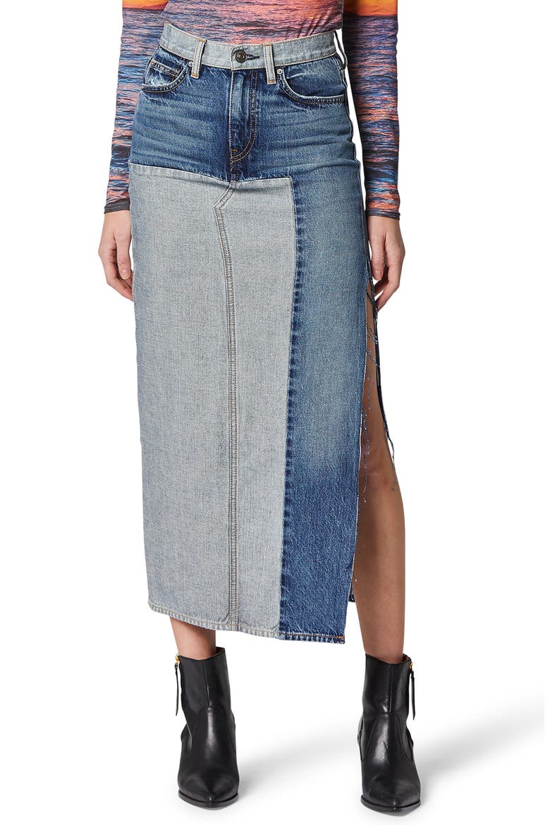 Paneled Denim Skirt, Main, color, AMAZED