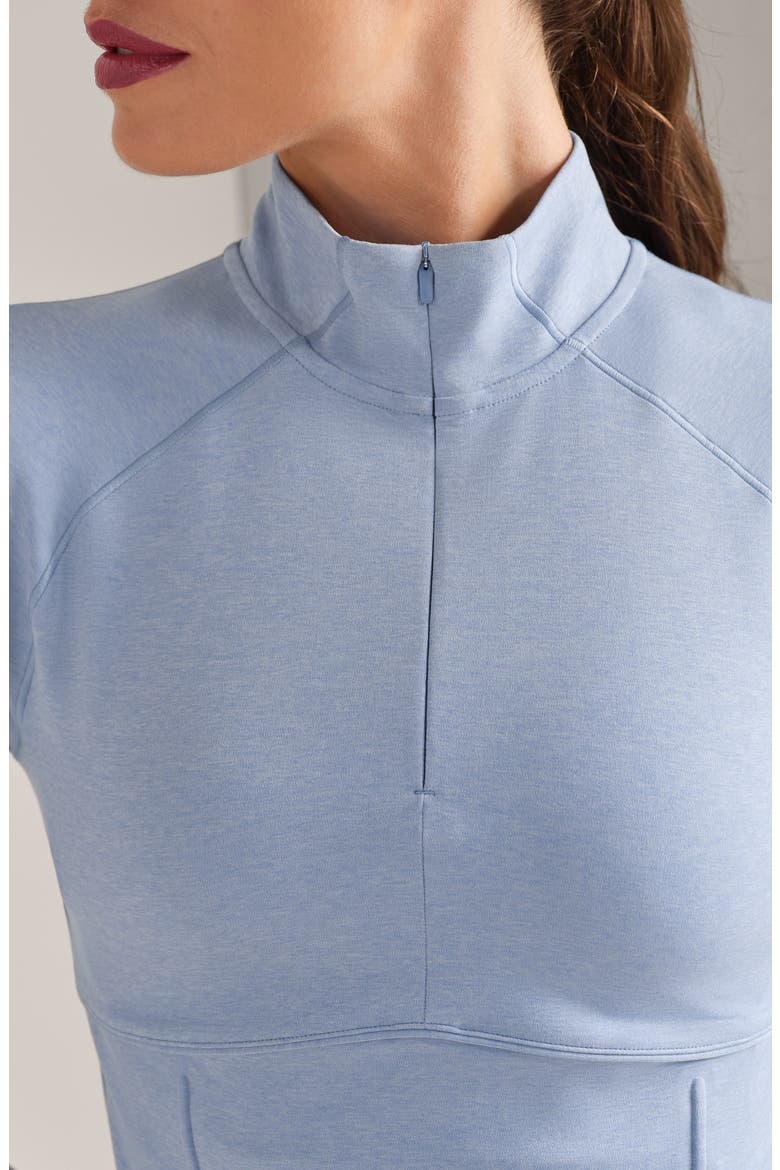 Heather Revive Crop Quarter Zip Top, Alternate, color, FOREVER BLUE HE