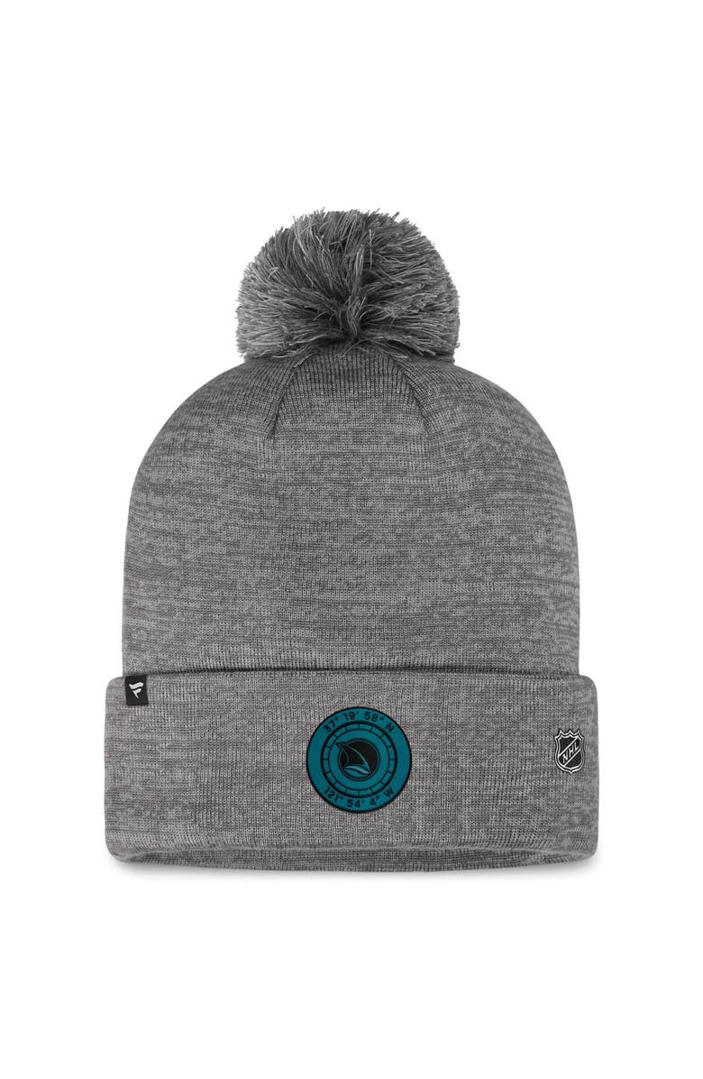 FANATICS Men's Fanatics Branded Gray San Jose Sharks Authentic Pro Home Ice Cuffed Knit Hat with Pom, Alternate, color, Gray