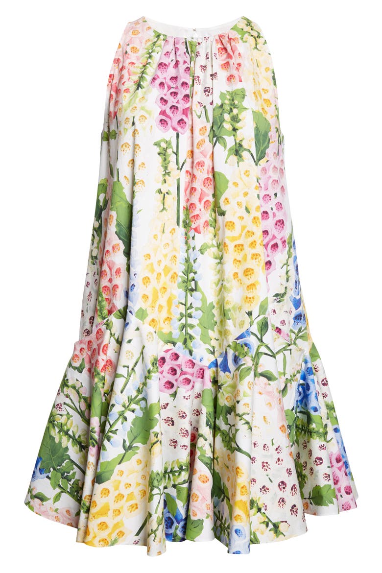 Foxglove Print Sleeveless Stretch Cotton Dress, Alternate, color, WHITE MULTI