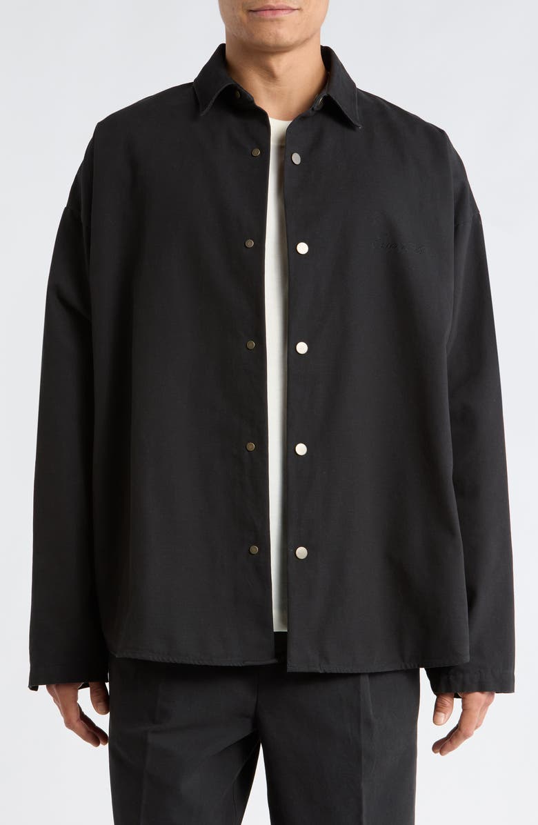 Fear of God Essentials Cotton Canvas Overshirt, Main, color, 