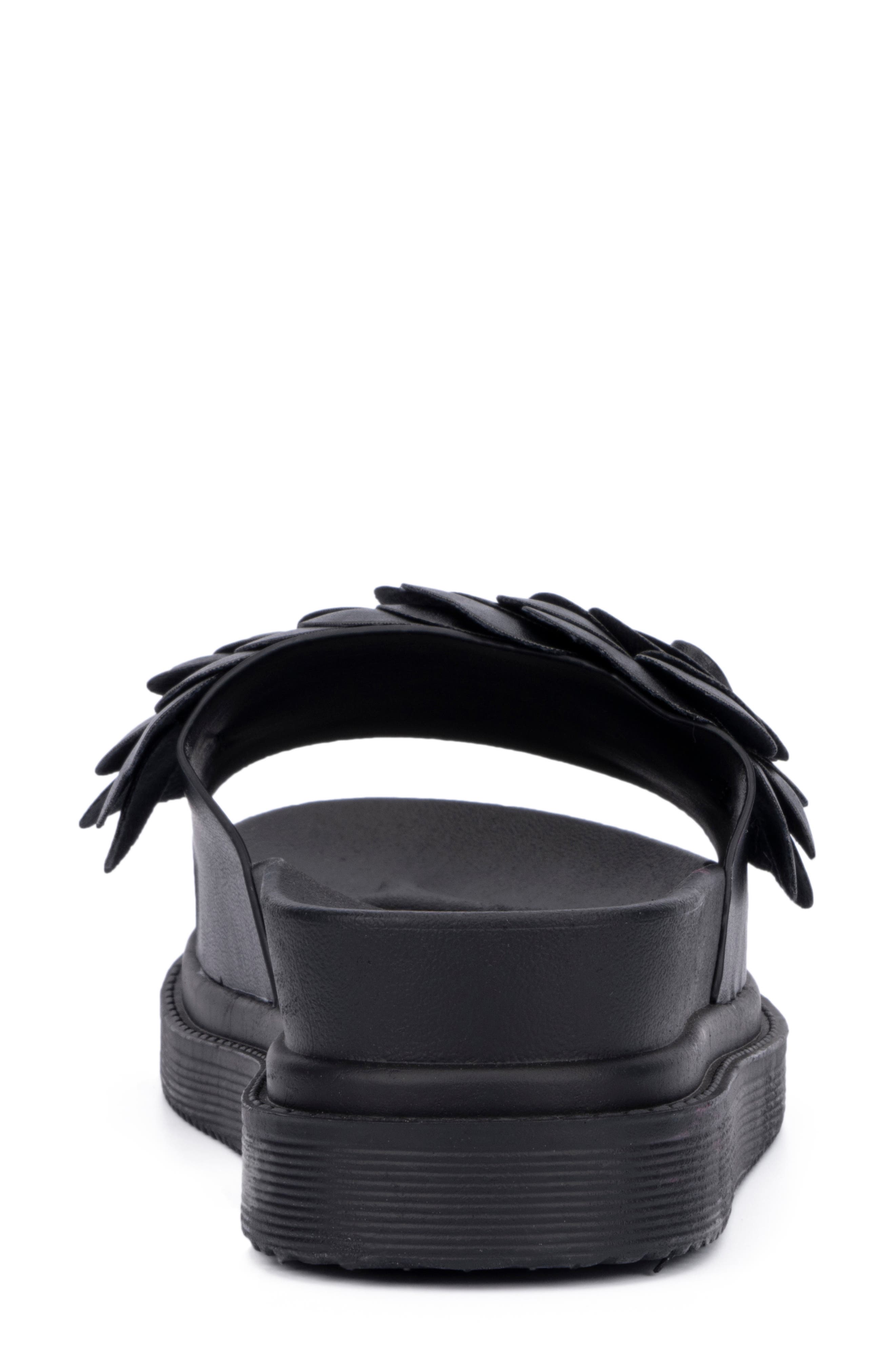 NEW YORK AND COMPANY Camilia Flower Strap Platform Slide Sandal, Alternate, color, Black