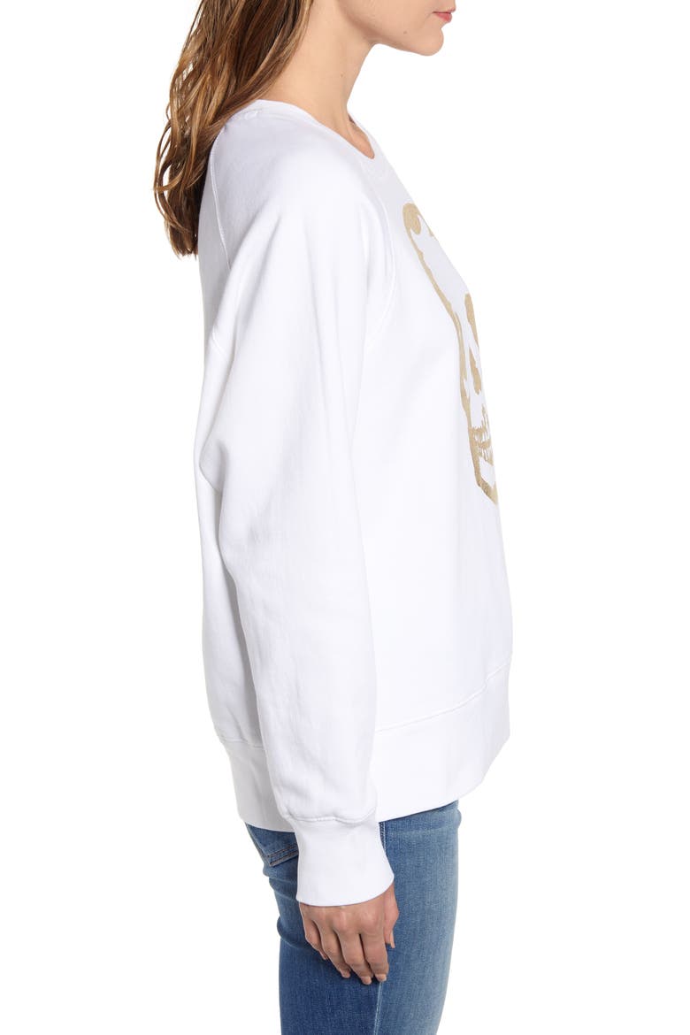 Metallic Skull Sweatshirt, Alternate, color, BLANC