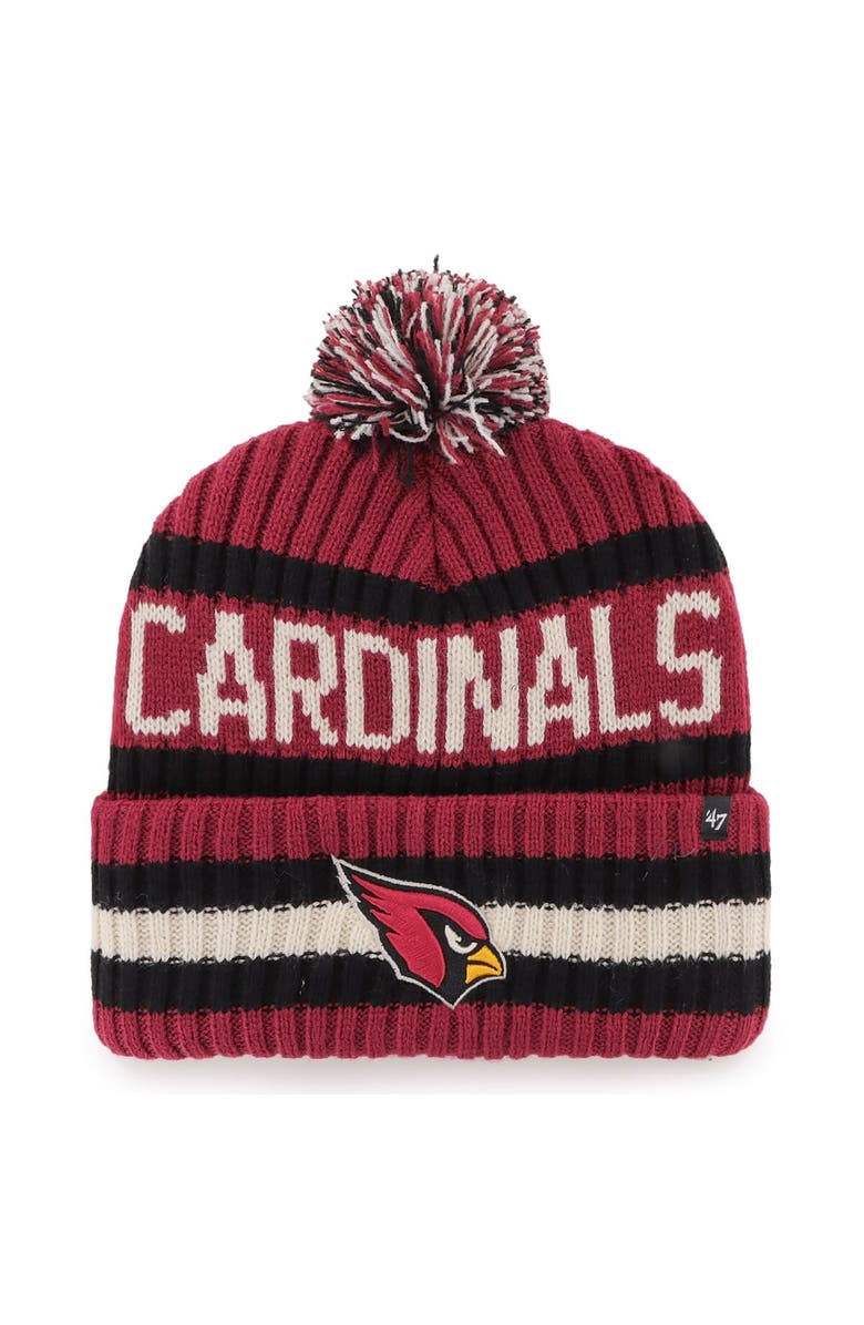 '47 Men's '47  Cardinal Arizona Cardinals Bering Cuffed Knit Hat with Pom, Main, color, 