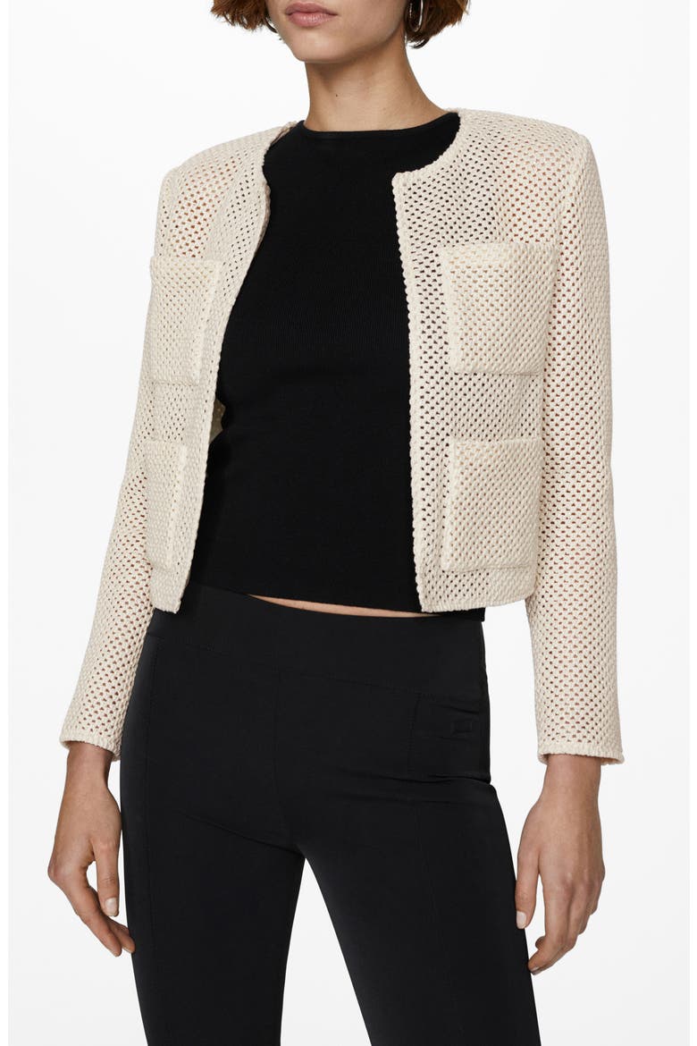 Openwork Cardigan, Alternate, color, LIGHT BEIGE