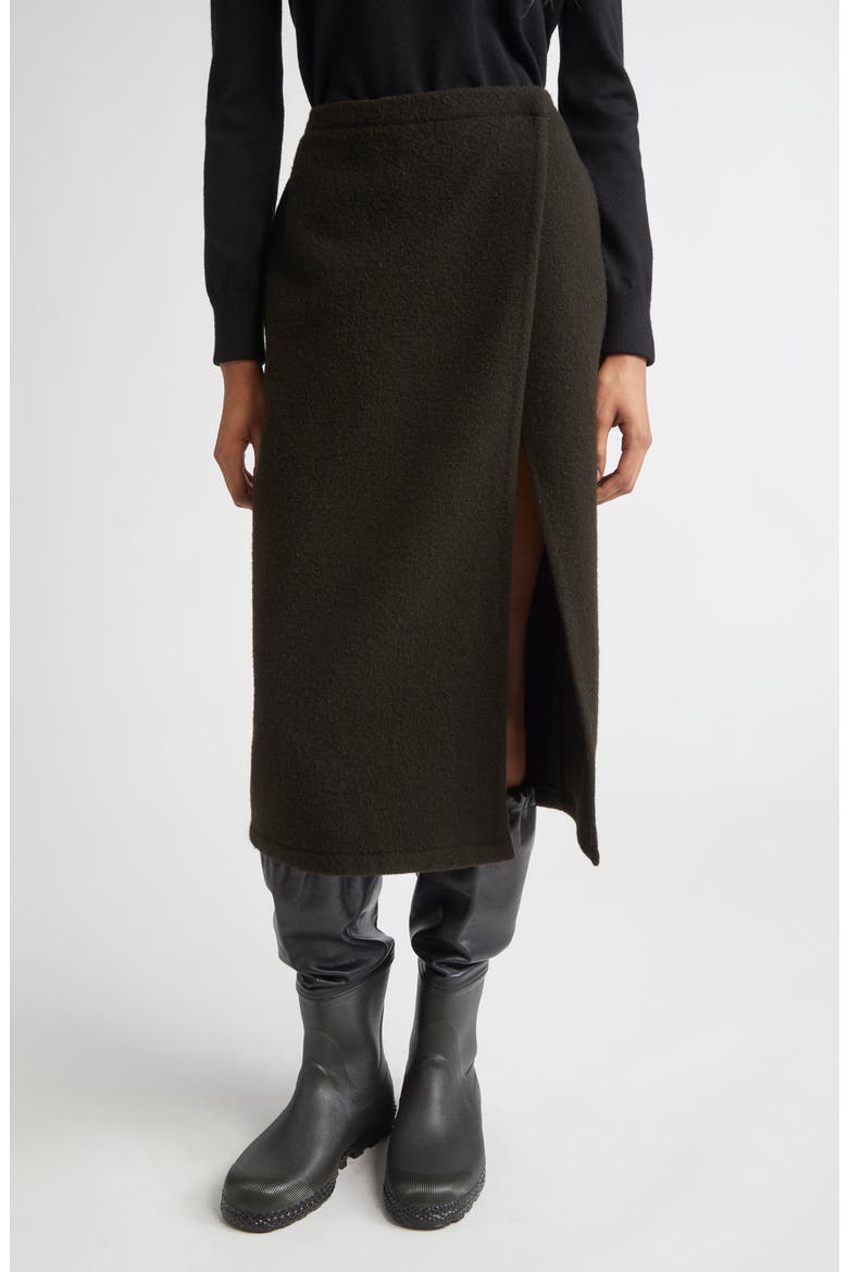 Wool Fleece Wrap Skirt, Main, color, TOURBE FLEECE