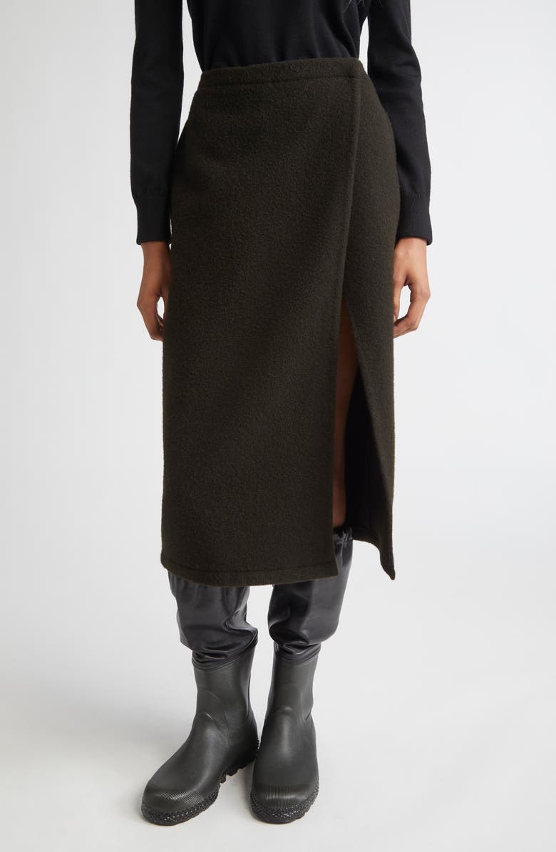 RIER Wool Fleece Wrap Skirt, Main, color, Tourbe Fleece