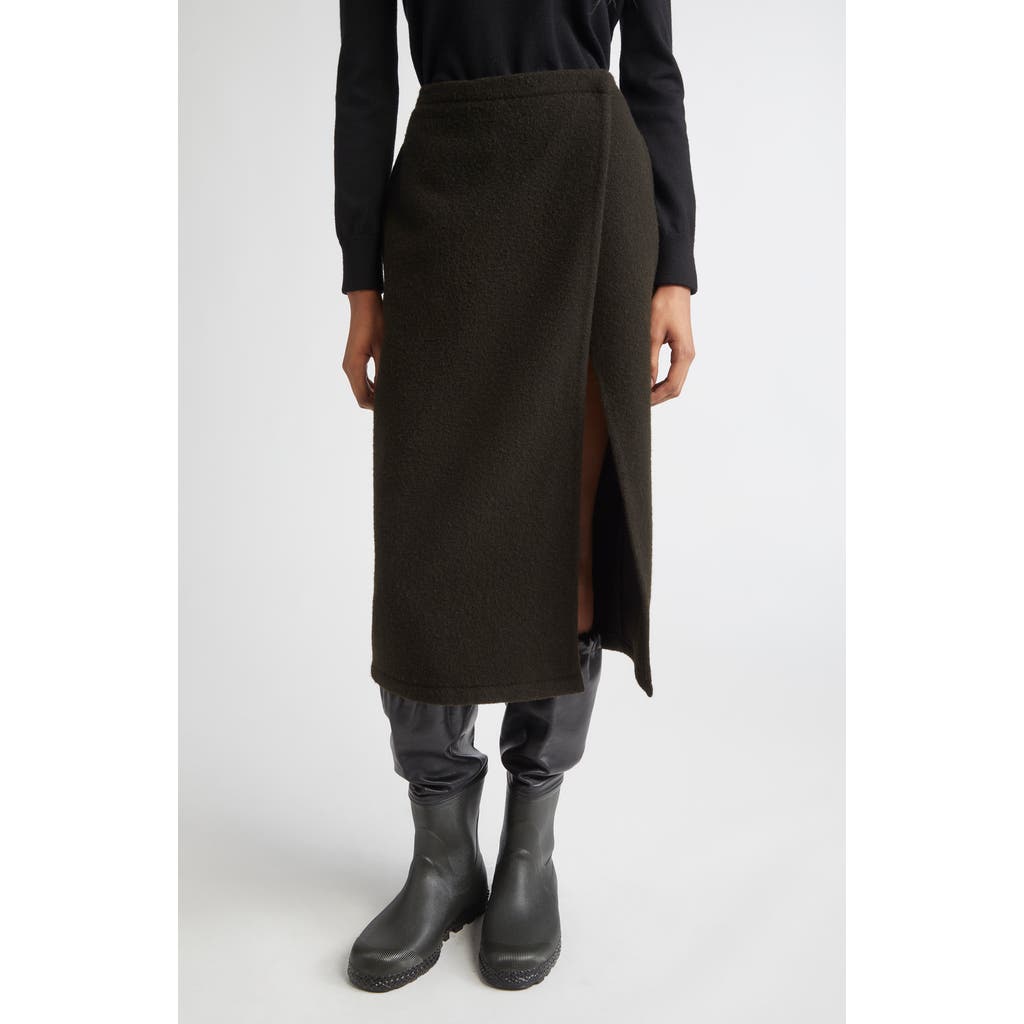 Rier Wool Fleece Wrap Skirt In Black