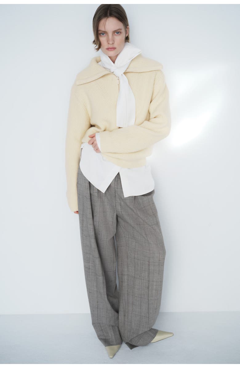 H&M Rib-knit Zip-top Jumper, Alternate, color, Light Yellow