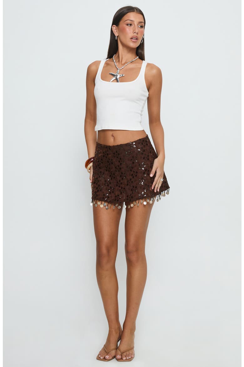 We Made It Sequin Beaded Miniskort, Alternate, color, BROWN