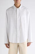 Acne Studios Setar Windowpane Plaid Brushed Cotton Button-Up Shirt
