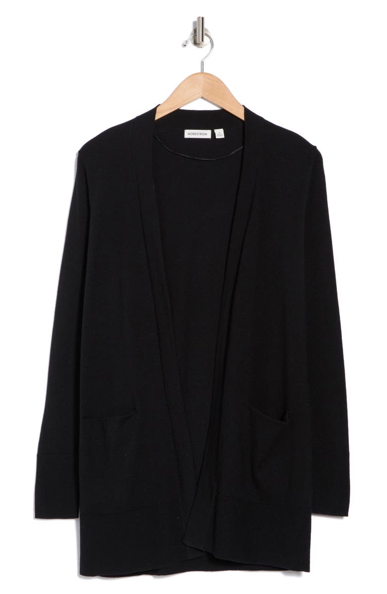 Nordstrom Open Front Cardigan, Alternate, color, Black