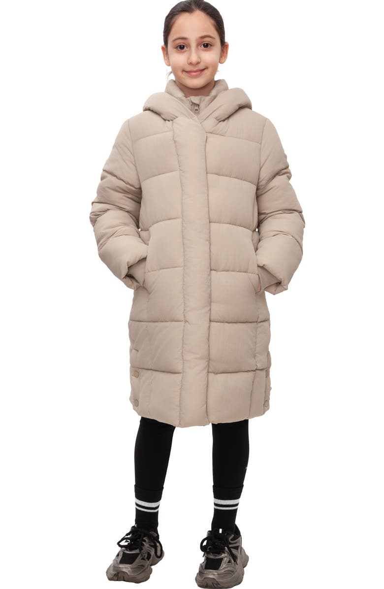 Rokka&Rolla Kids' Knee Length Puffer Coat, Alternate, color, Beige