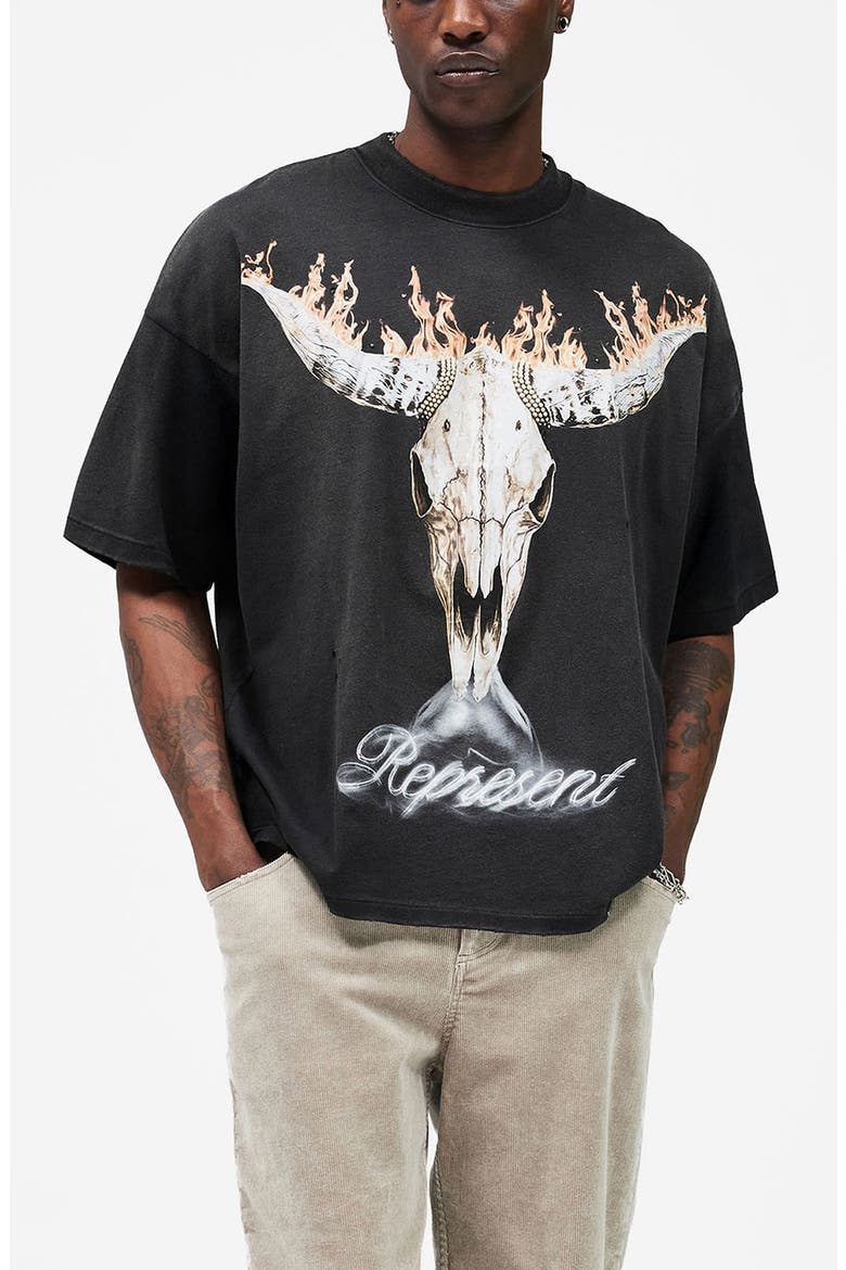 British Cowboys Cotton T-Shirt, Main, color, STAINED BLACK