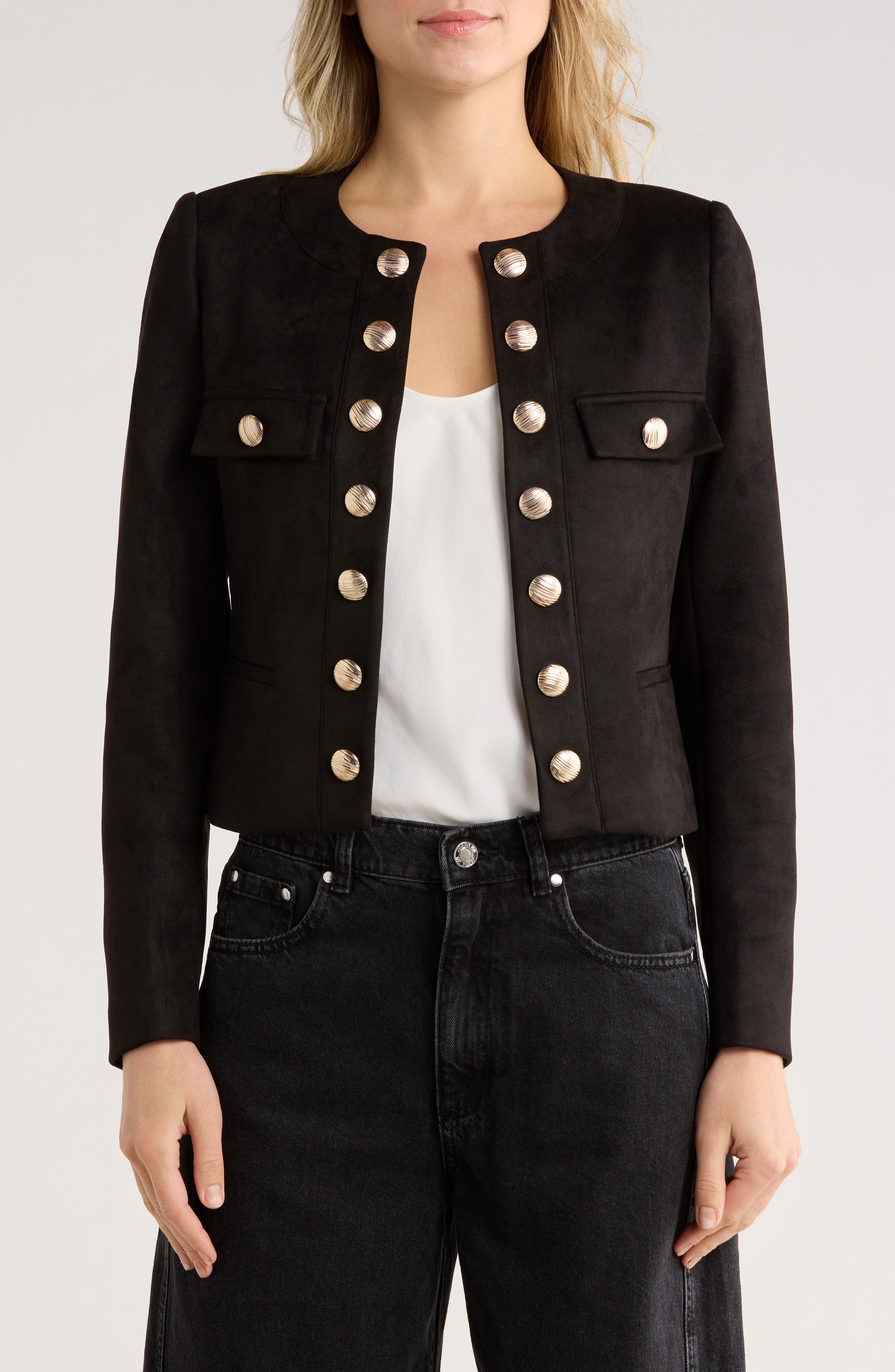 JASON WU Crop Faux Suede Jacket