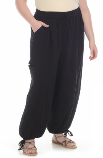 Boho Me Cotton Parachute Pants In Black