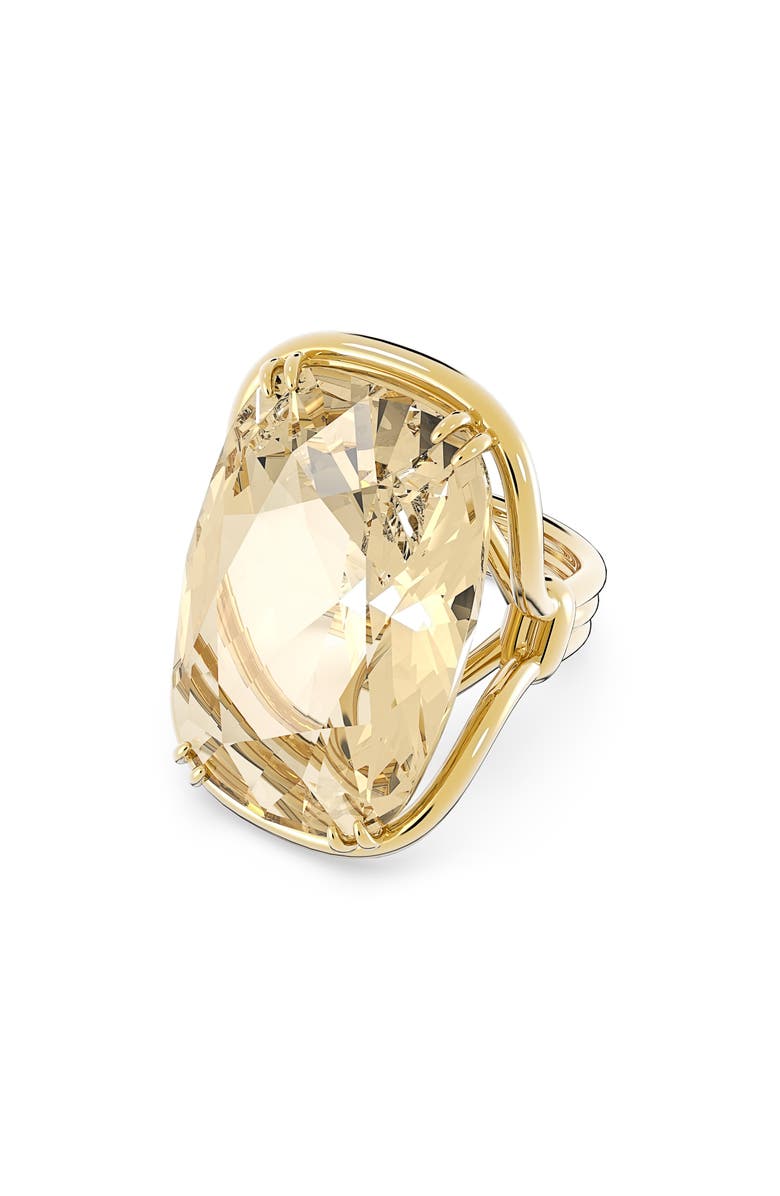 Swarovski Harmonia Crystal Cocktail Ring, Main, color, Gold/ Light Topaz