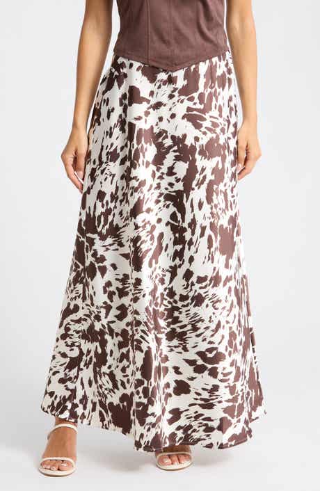 Vigoss Printed Satin Maxi Skirt