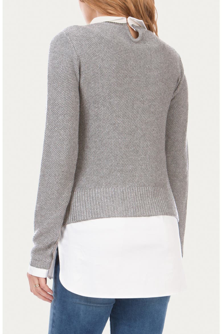 Layered Maternity/Nursing Sweater, Alternate, color, GREY/ WHITE