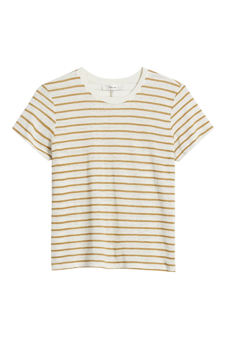Stripe Linen T-Shirt, Alternate, color, DARK KHAKI MULTI