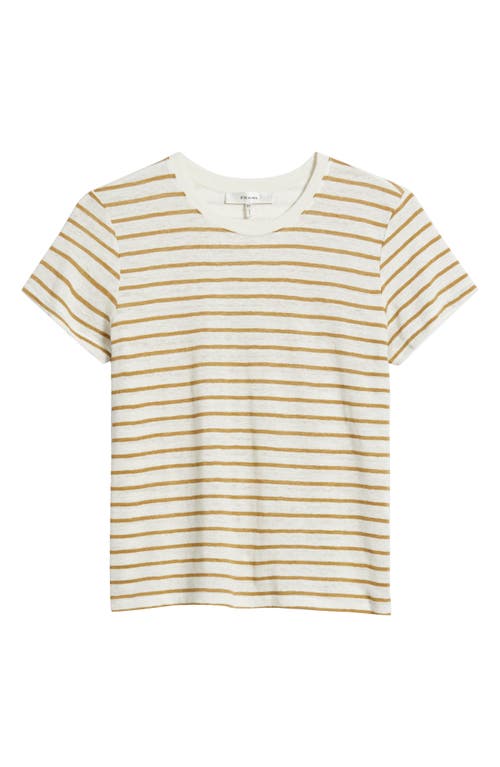Frame Womens Stripe-print Short-sleeve Organic-linen T-shirt Dark Khaki Multi In Dark Khaki Multi